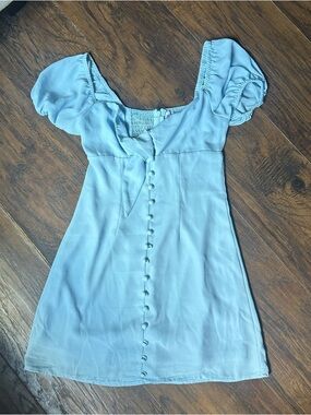 Princess Polly Pale Blue Puff Sleeve Mini Dress